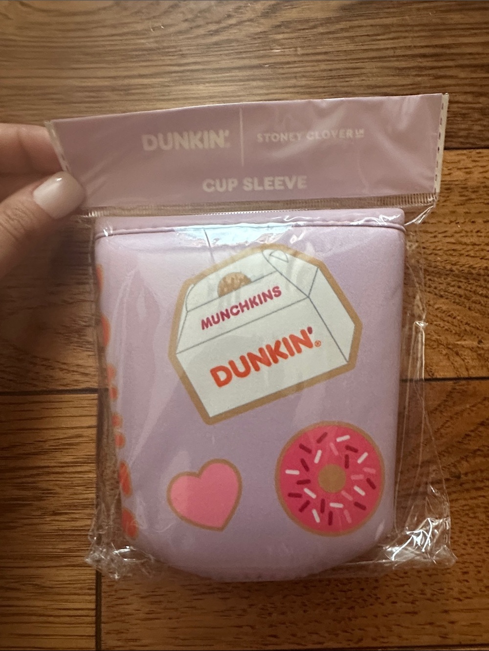 Stoney Clover Lane Lavender Dunkin' Munchkins Cup Sleeve with Pink Donut Accents